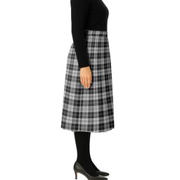 ScotsTee Shop Scottish Erskine Black and White Tartan Pleated Midi Skirt