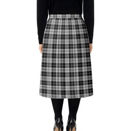ScotsTee Shop Scottish Erskine Black and White Tartan Pleated Midi Skirt