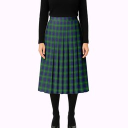 ScotsTee Shop Scottish Hamilton Green Hunting Tartan Pleated Midi Skirt