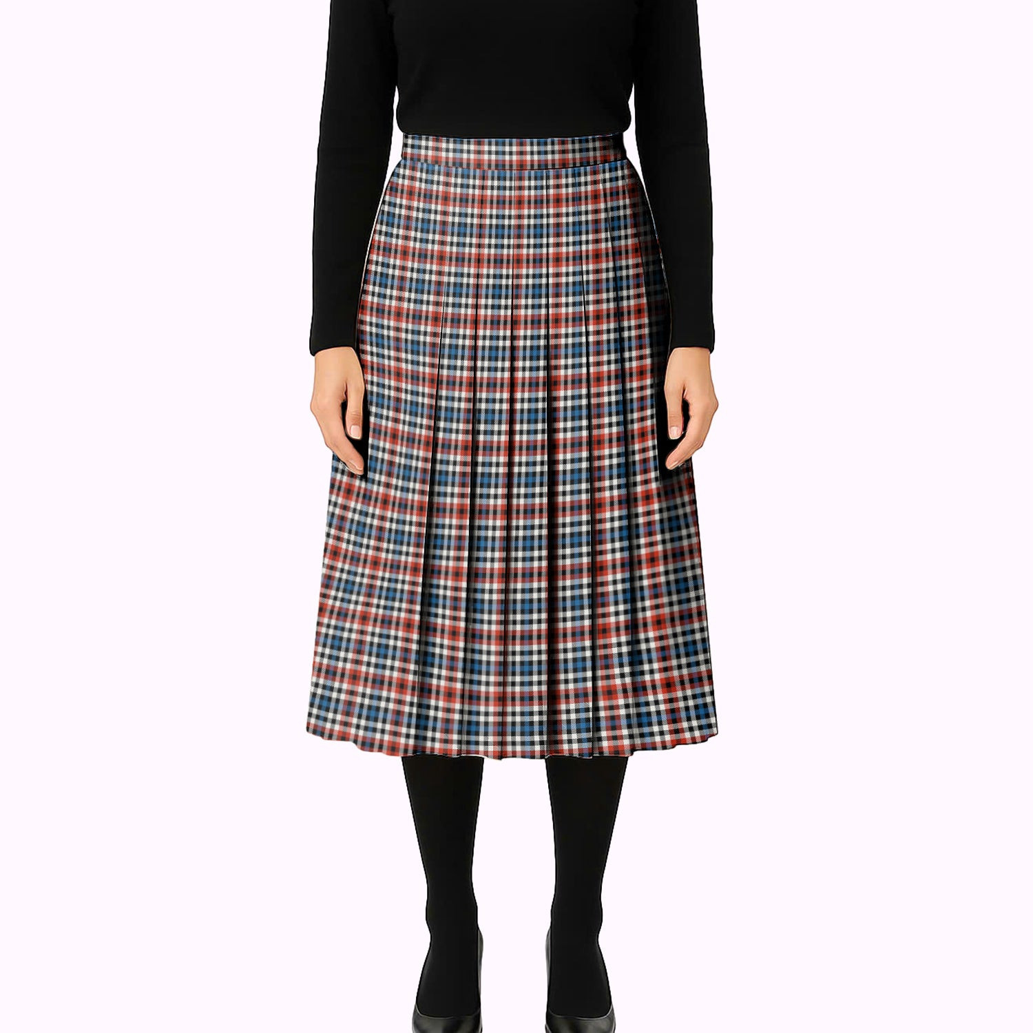 ScotsTee Shop Scottish Bell Border (Bell Southern Bell) Ancient Tartan Pleated Midi Skirt