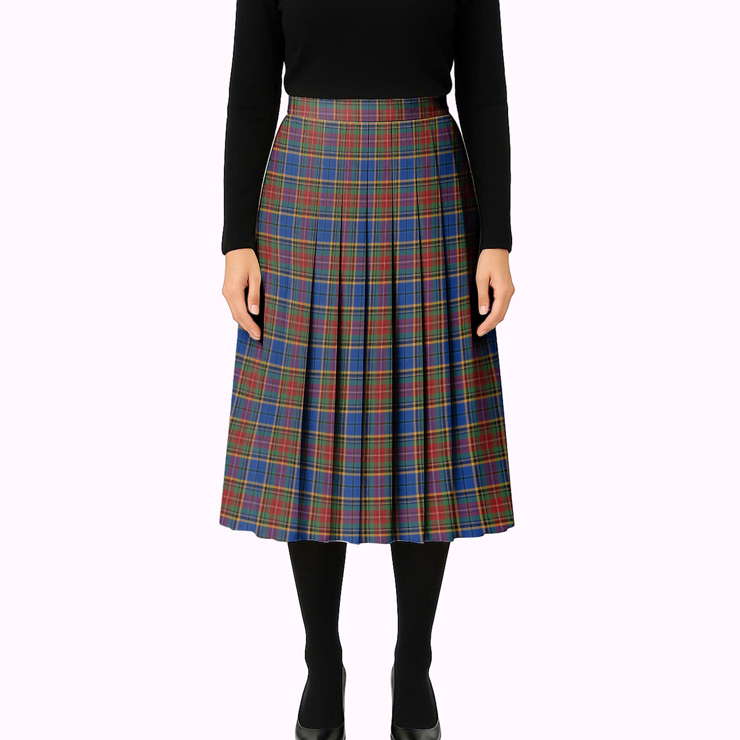 ScotsTee Shop Scottish Beattie (Beatty) Modern Tartan Pleated Midi Skirt