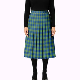 ScotsTee Shop Scottish Barclay Hunting Ancient Tartan Pleated Midi Skirt
