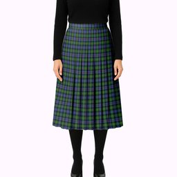 ScotsTee Shop Scottish Baillie Hunting Tartan Pleated Midi Skirt
