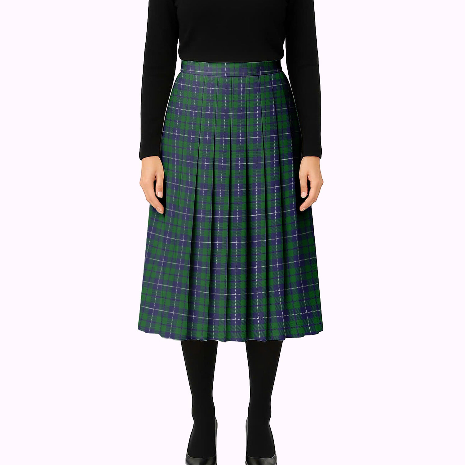 ScotsTee Shop Scottish Douglas Green Wilsons Tartan Pleated Midi Skirt