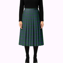 ScotsTee Shop Scottish Douglas Green Wilsons Tartan Pleated Midi Skirt