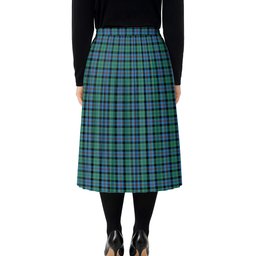 ScotsTee Shop Scottish Campbel of Cawdor Ancient Tartan Pleated Midi Skirt