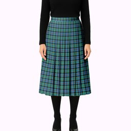 ScotsTee Shop Scottish Campbel of Cawdor Ancient Tartan Pleated Midi Skirt