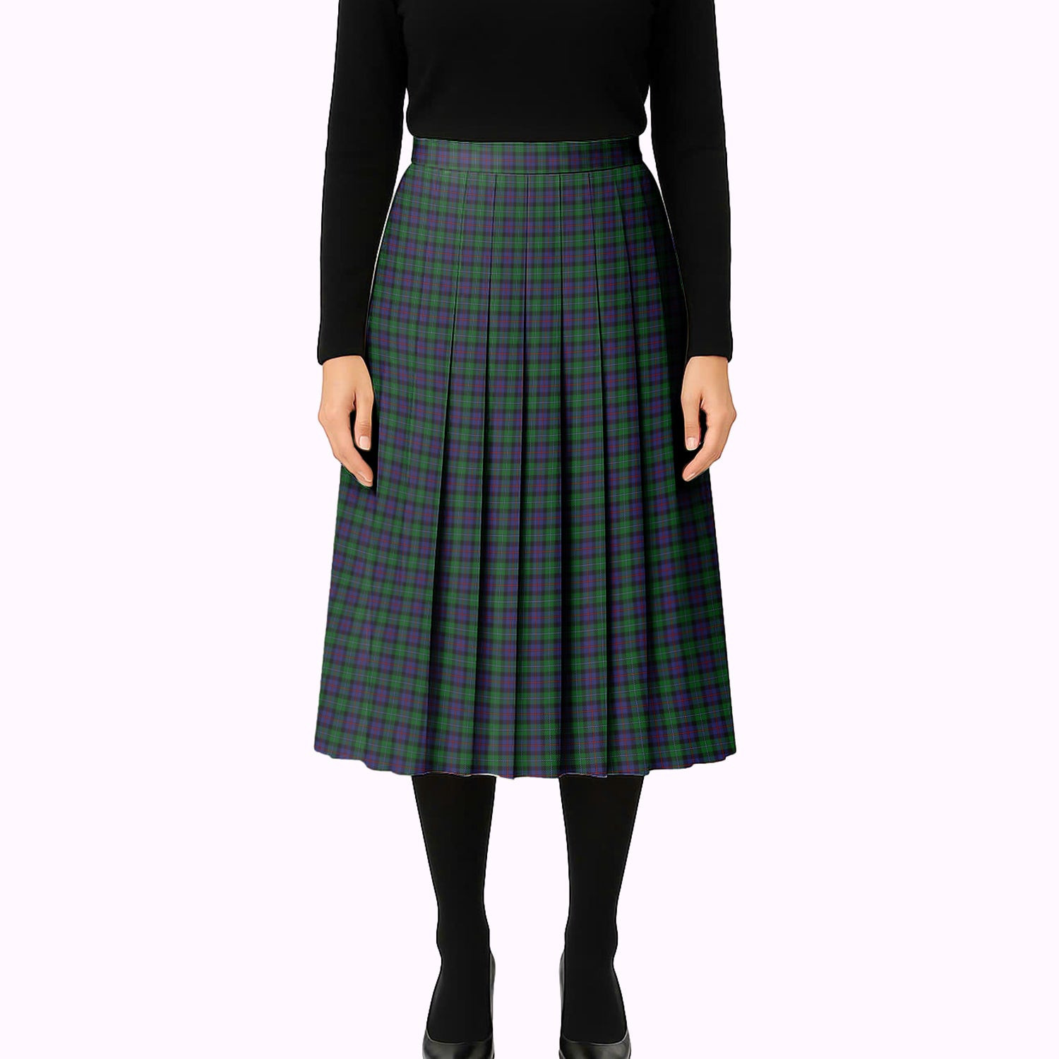 ScotsTee Shop Scottish Campbell of Cawdor Tartan Pleated Midi Skirt