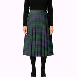 ScotsTee Shop Scottish Campbell of Cawdor Tartan Pleated Midi Skirt