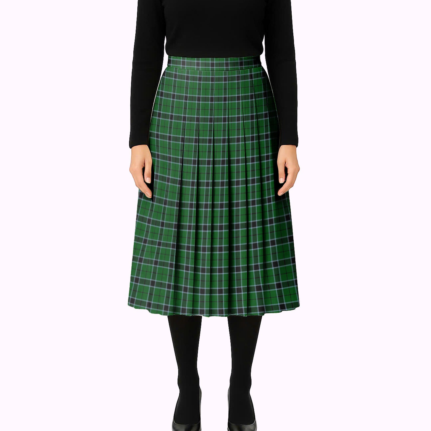 ScotsTee Shop Scottish Innes Hunting Tartan Pleated Midi Skirt