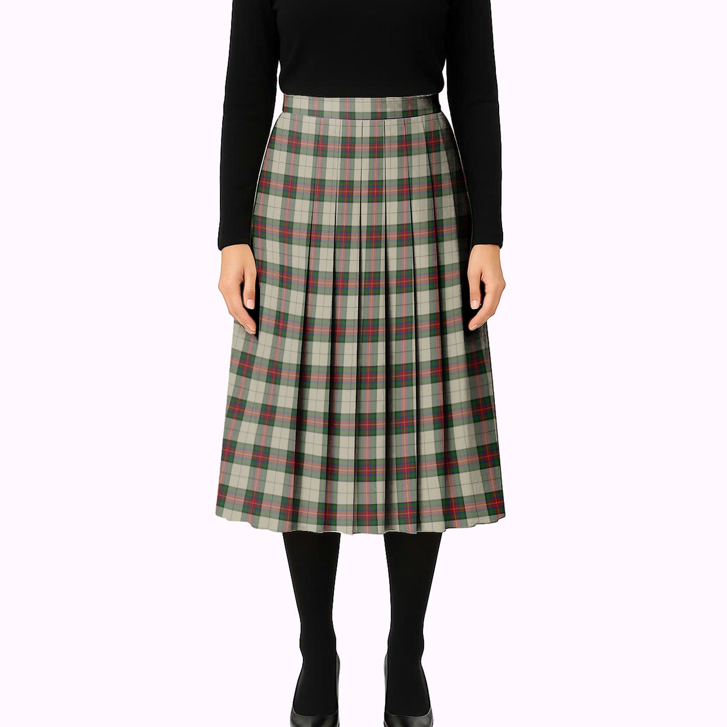 ScotsTee Shop Scottish Hohenzollern Tartan Pleated Midi Skirt