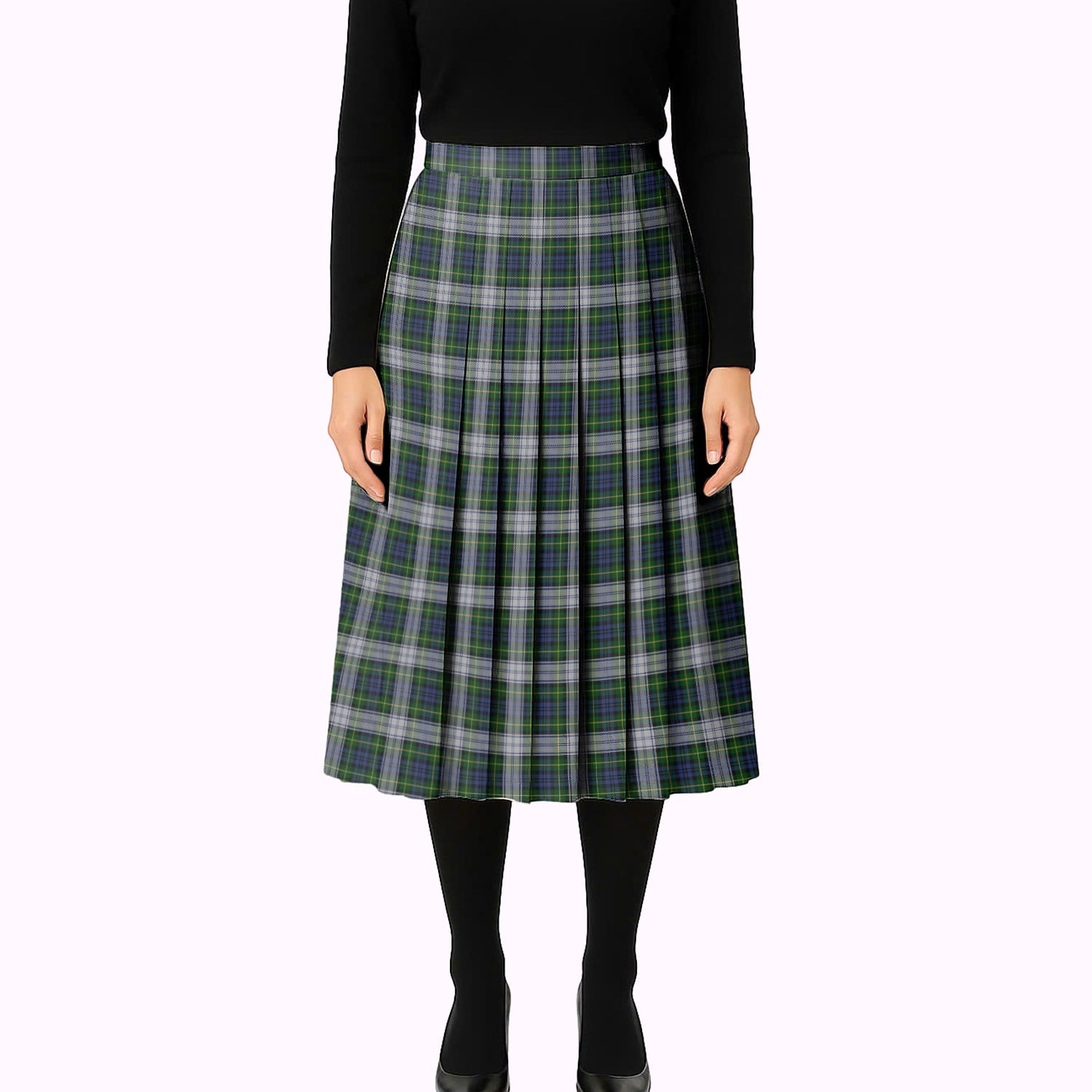 ScotsTee Shop Scottish Gordon Dress Tartan Pleated Midi Skirt
