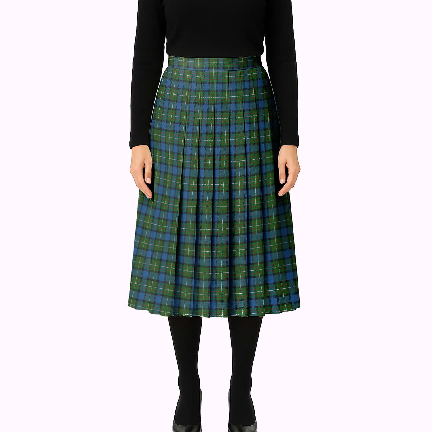 ScotsTee Shop Scottish Ferguson of Atholl Tartan Pleated Midi Skirt