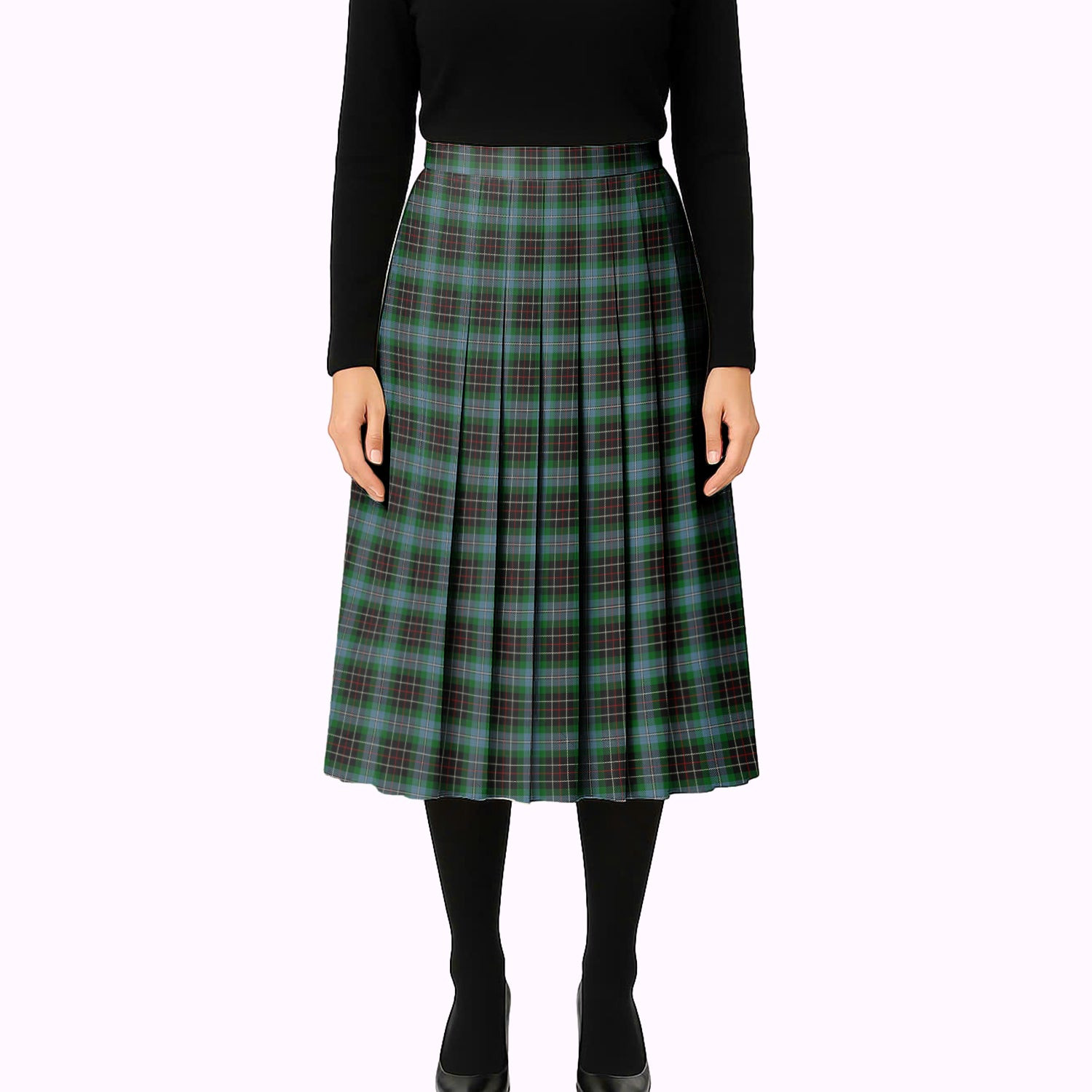 ScotsTee Shop Scottish Hislop Hunting Tartan Pleated Midi Skirt
