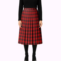 ScotsTee Shop Scottish MacLeod of Raasay SC Tartan Pleated Midi Skirt