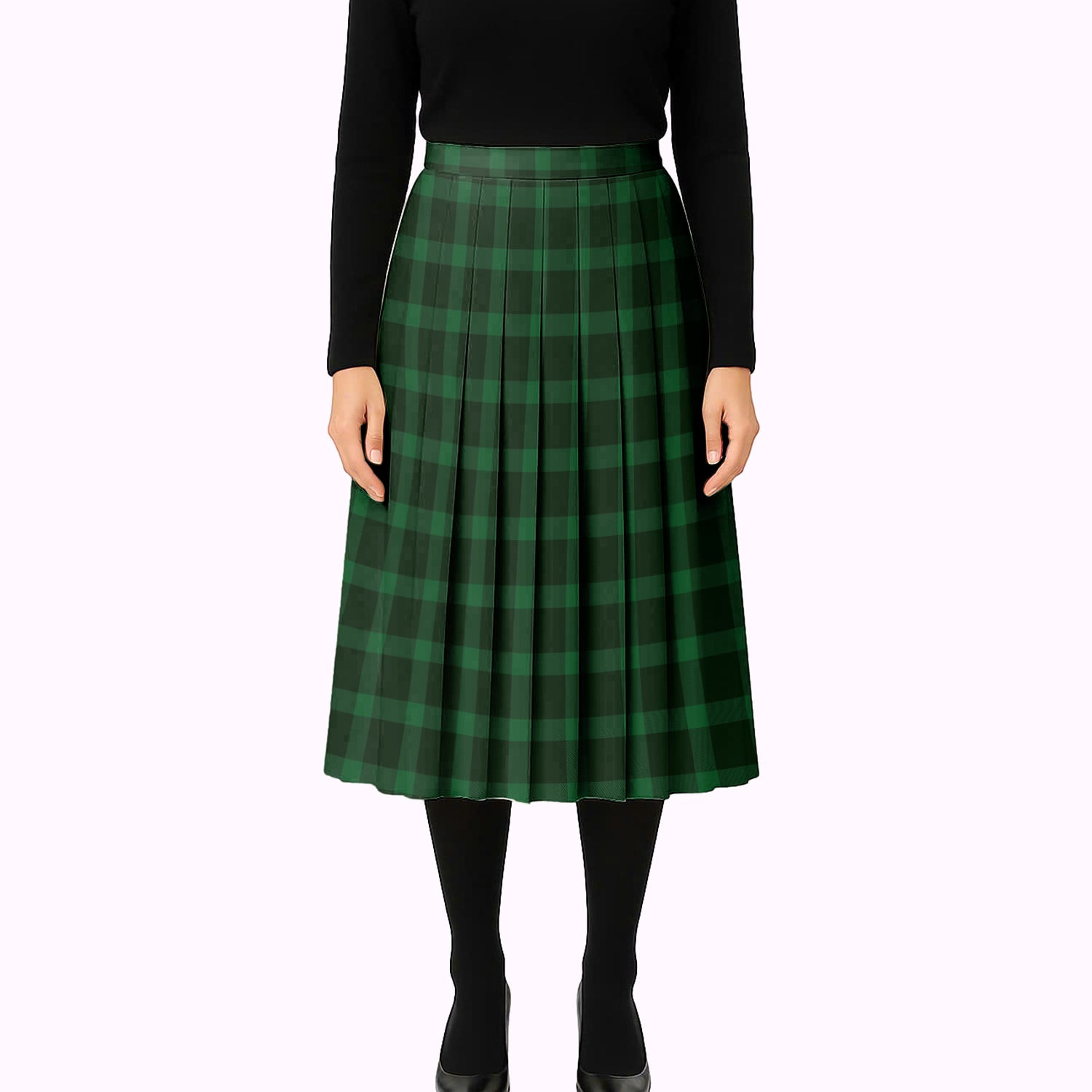 ScotsTee Shop Scottish MacKillen Hunting Tartan Pleated Midi Skirt