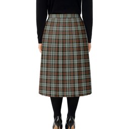 ScotsTee Shop Scottish MacLeod Of Harris Weathered Tartan Pleated Midi Skirt