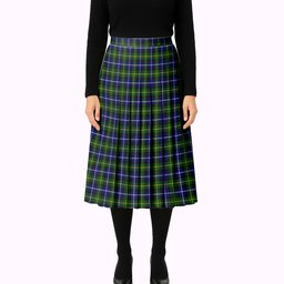 ScotsTee Shop Scottish MacNeill of Barra Modern Tartan Pleated Midi Skirt