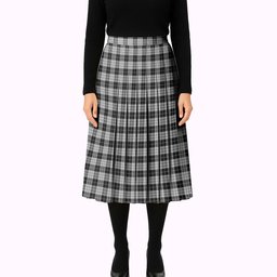 ScotsTee Shop Scottish MacLeod Black and White Tartan Pleated Midi Skirt