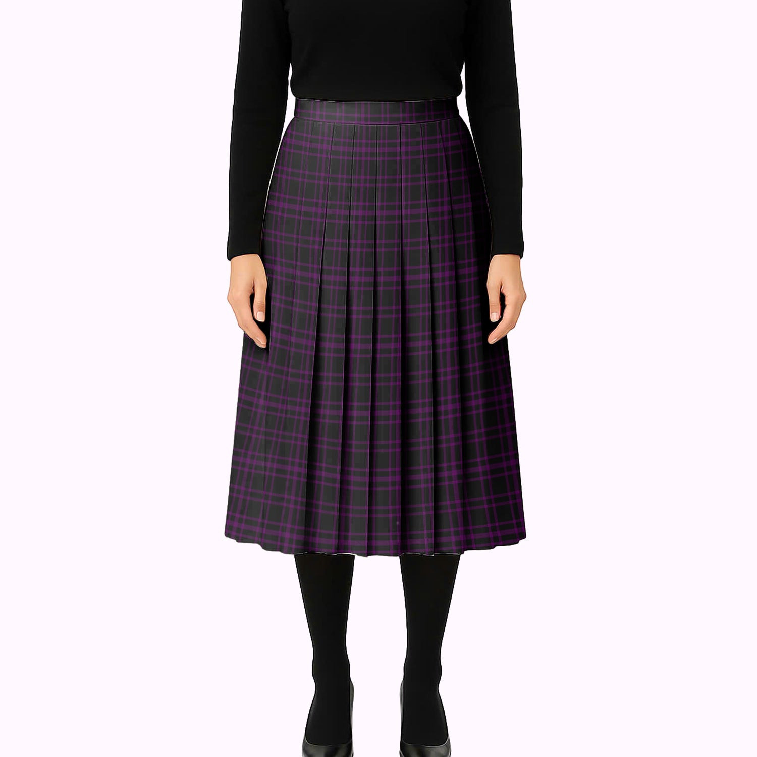 ScotsTee Shop Scottish Leonard Hunting Tartan Pleated Midi Skirt