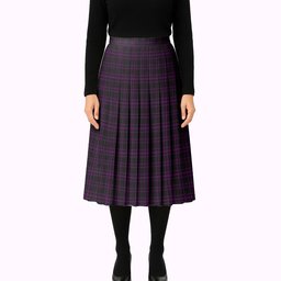 ScotsTee Shop Scottish Leonard Hunting Tartan Pleated Midi Skirt
