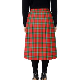 ScotsTee Shop Scottish MacLaine of Loch Buie Tartan Pleated Midi Skirt
