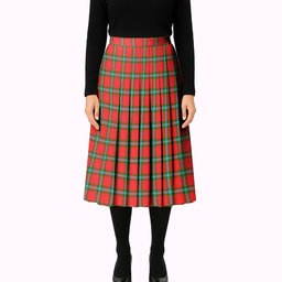 ScotsTee Shop Scottish MacLaine of Loch Buie Tartan Pleated Midi Skirt