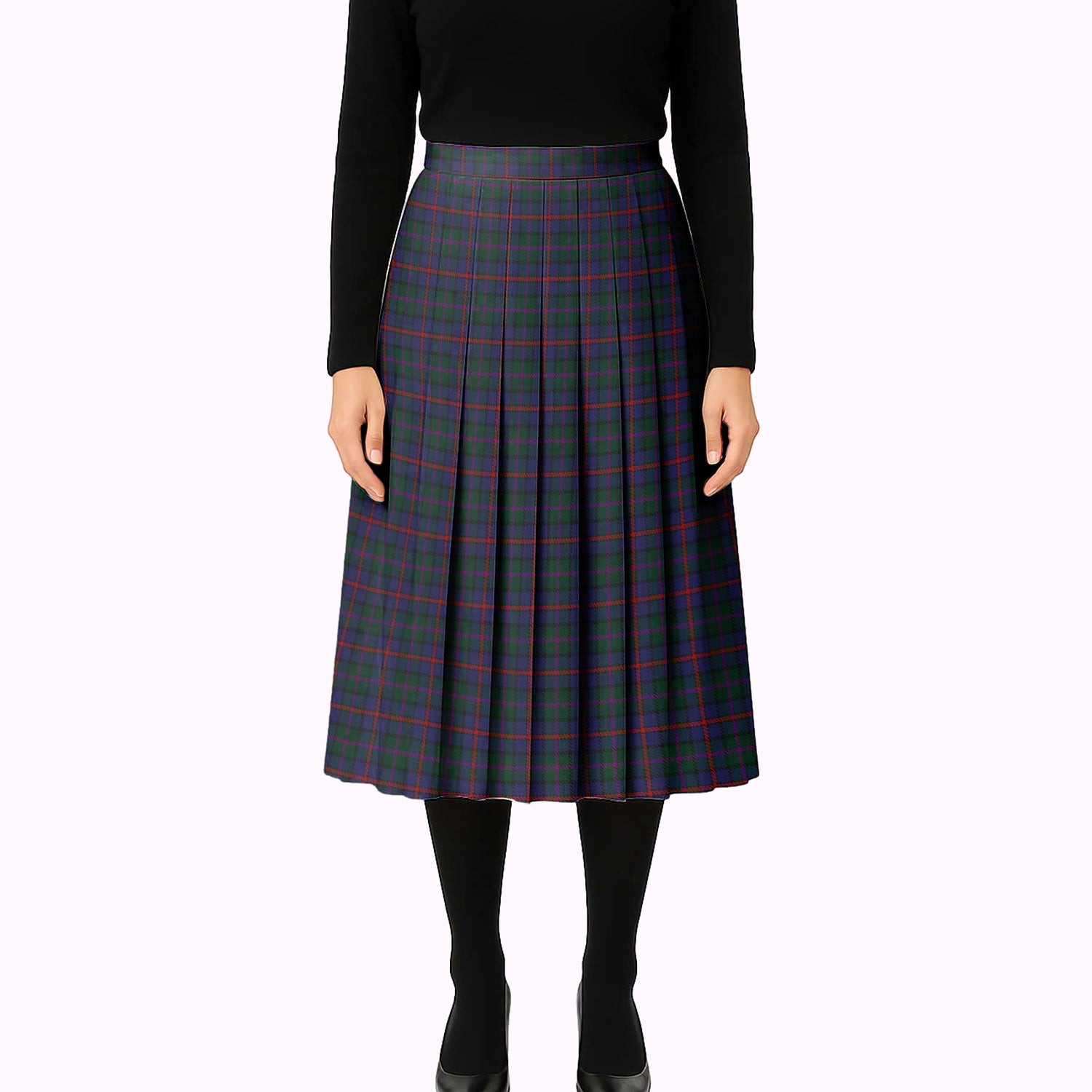 ScotsTee Shop Scottish MacCaughan or MacEachain Tartan Pleated Midi Skirt