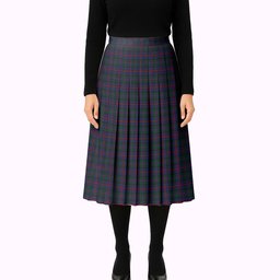 ScotsTee Shop Scottish MacCaughan or MacEachain Tartan Pleated Midi Skirt