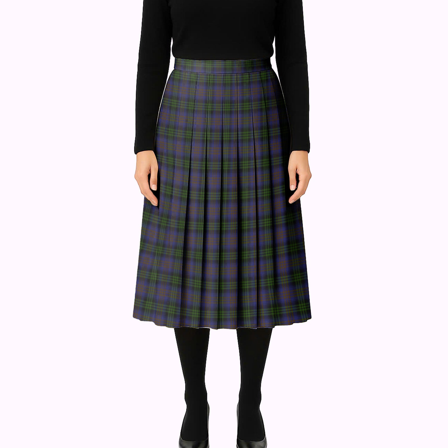 ScotsTee Shop Scottish Lysaght Hunting Tartan Pleated Midi Skirt