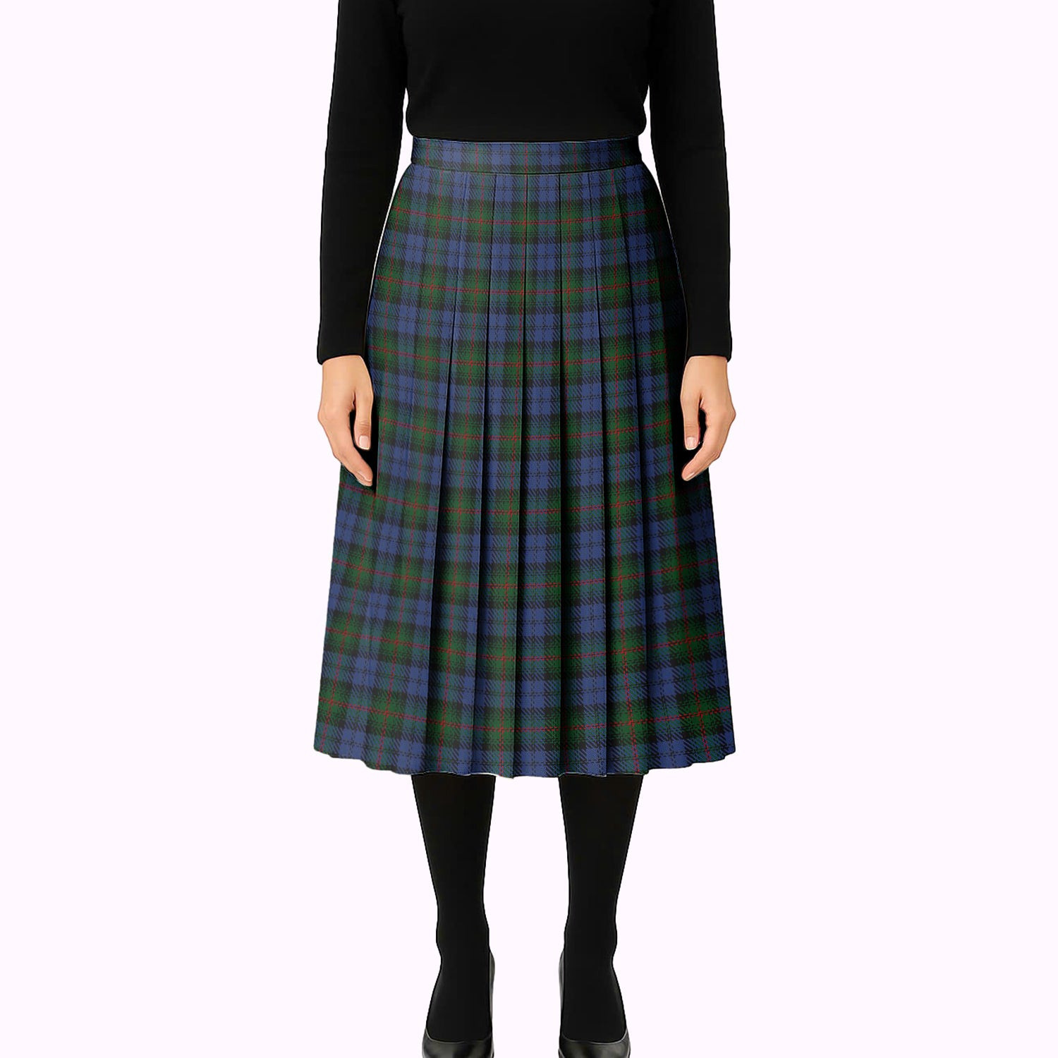 ScotsTee Shop Scottish Louise of Lorne Tartan Pleated Midi Skirt