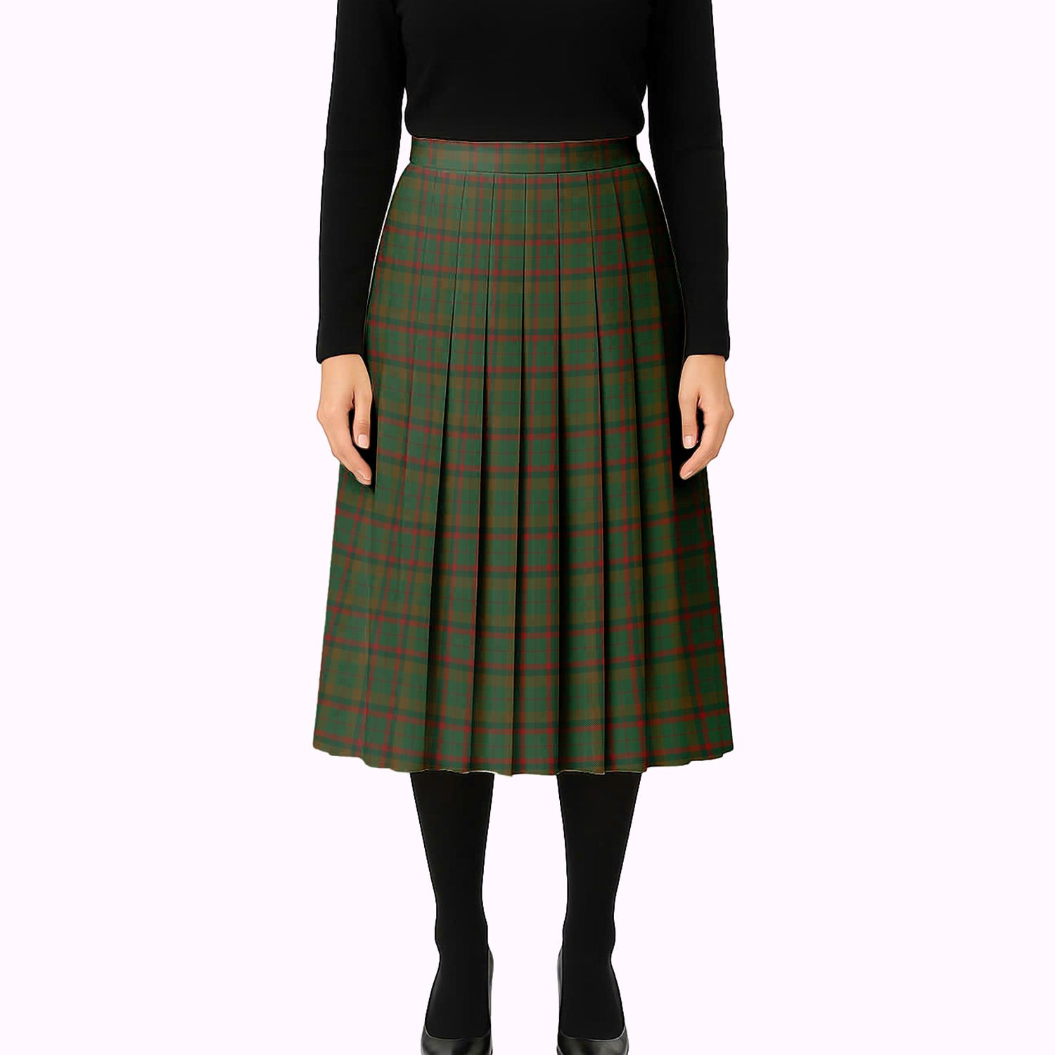 ScotsTee Shop Scottish MacCracken Hunting Tartan Pleated Midi Skirt
