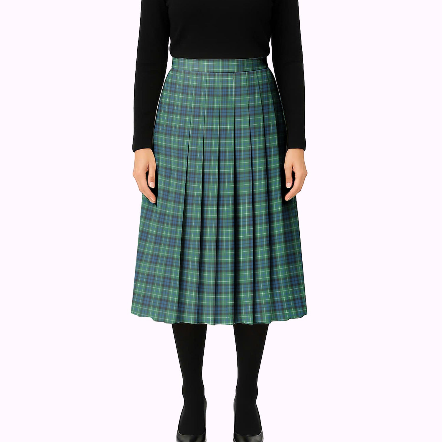 ScotsTee Shop Scottish MacNeill of Colonsay Ancient Tartan Pleated Midi Skirt