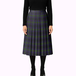 ScotsTee Shop Scottish Lumsden Hunting Tartan Pleated Midi Skirt