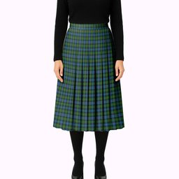 ScotsTee Shop Scottish MacLeod of Skye Tartan Pleated Midi Skirt