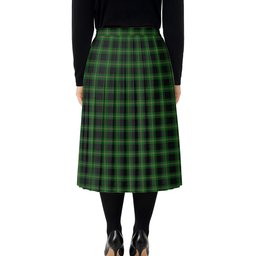 ScotsTee Shop Scottish Perry Hunting Green Tartan Pleated Midi Skirt
