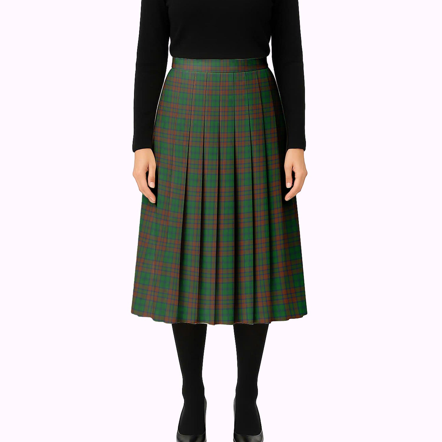 ScotsTee Shop Scottish Matheson Hunting Highland Tartan Pleated Midi Skirt