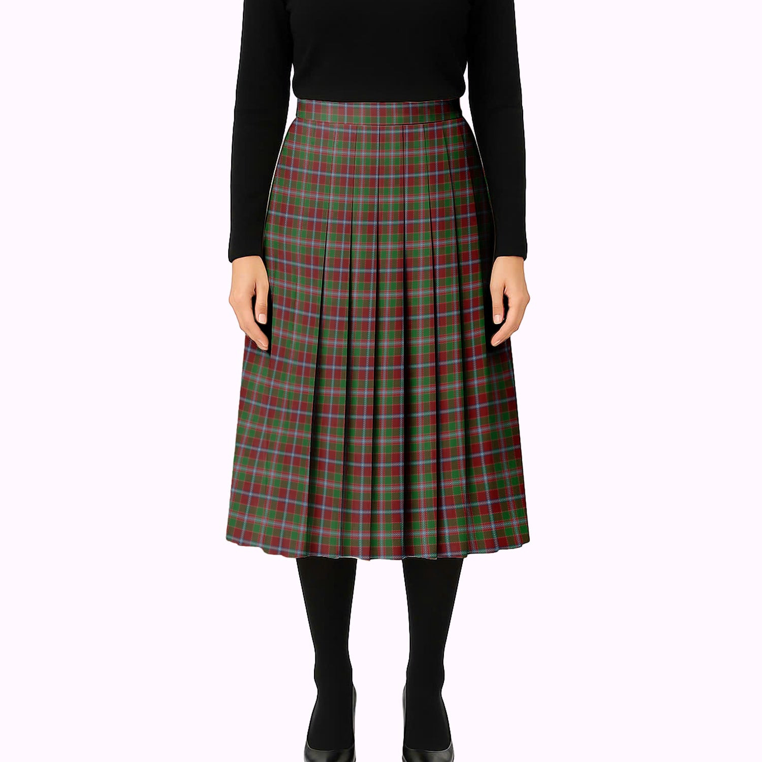 ScotsTee Shop Scottish Moray of Abercairny Tartan Pleated Midi Skirt
