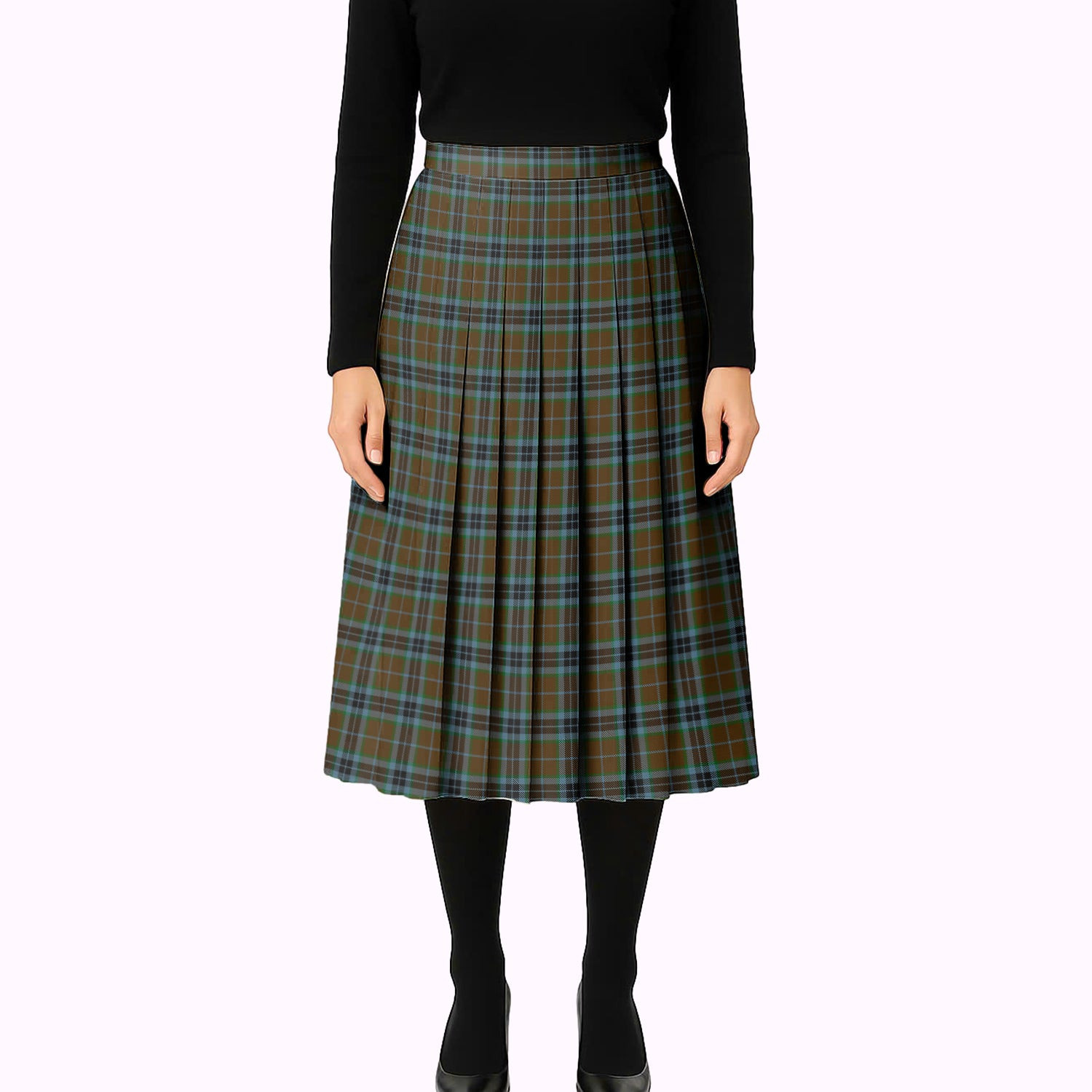 ScotsTee Shop Scottish MacTavish Hunting Tartan Pleated Midi Skirt