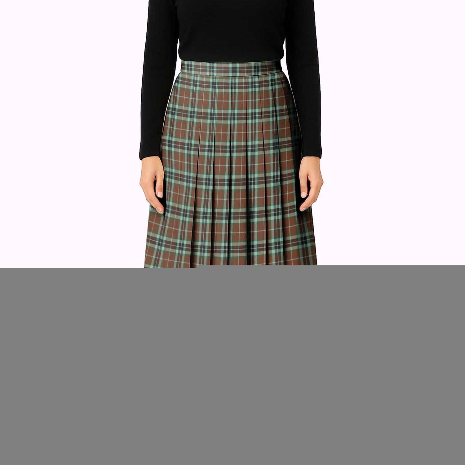 ScotsTee Shop Scottish Thompson Hunting Modern Tartan Pleated Midi Skirt