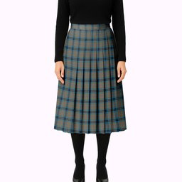 ScotsTee Shop Scottish Thompson Hunting Ancient Tartan Pleated Midi Skirt