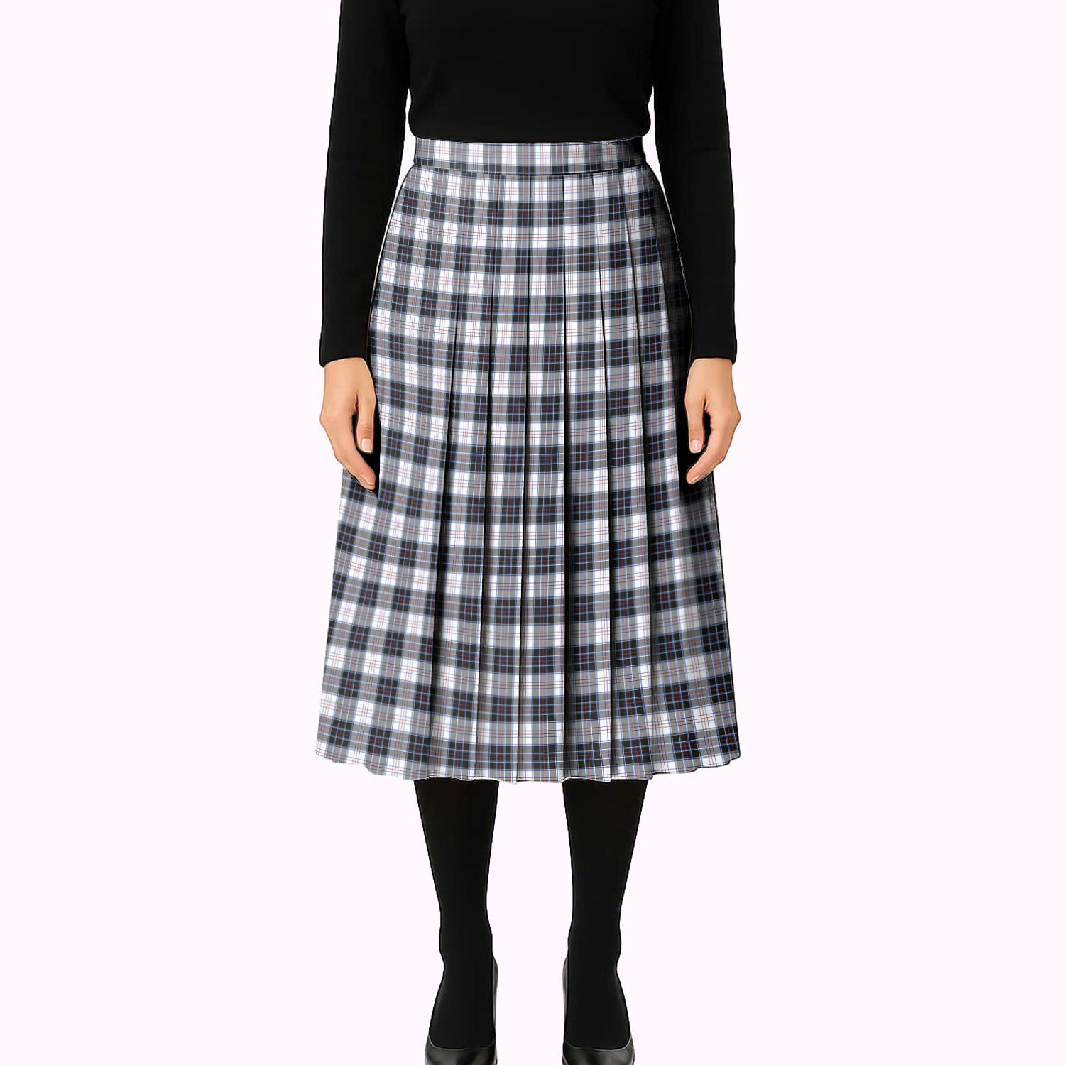 ScotsTee Shop Scottish MacRae Dress Modern Tartan Pleated Midi Skirt
