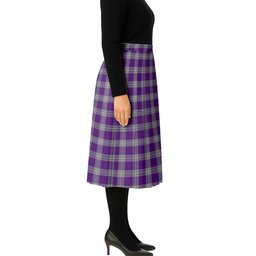 ScotsTee Shop Scottish Menzies Mauve and White Tartan Pleated Midi Skirt