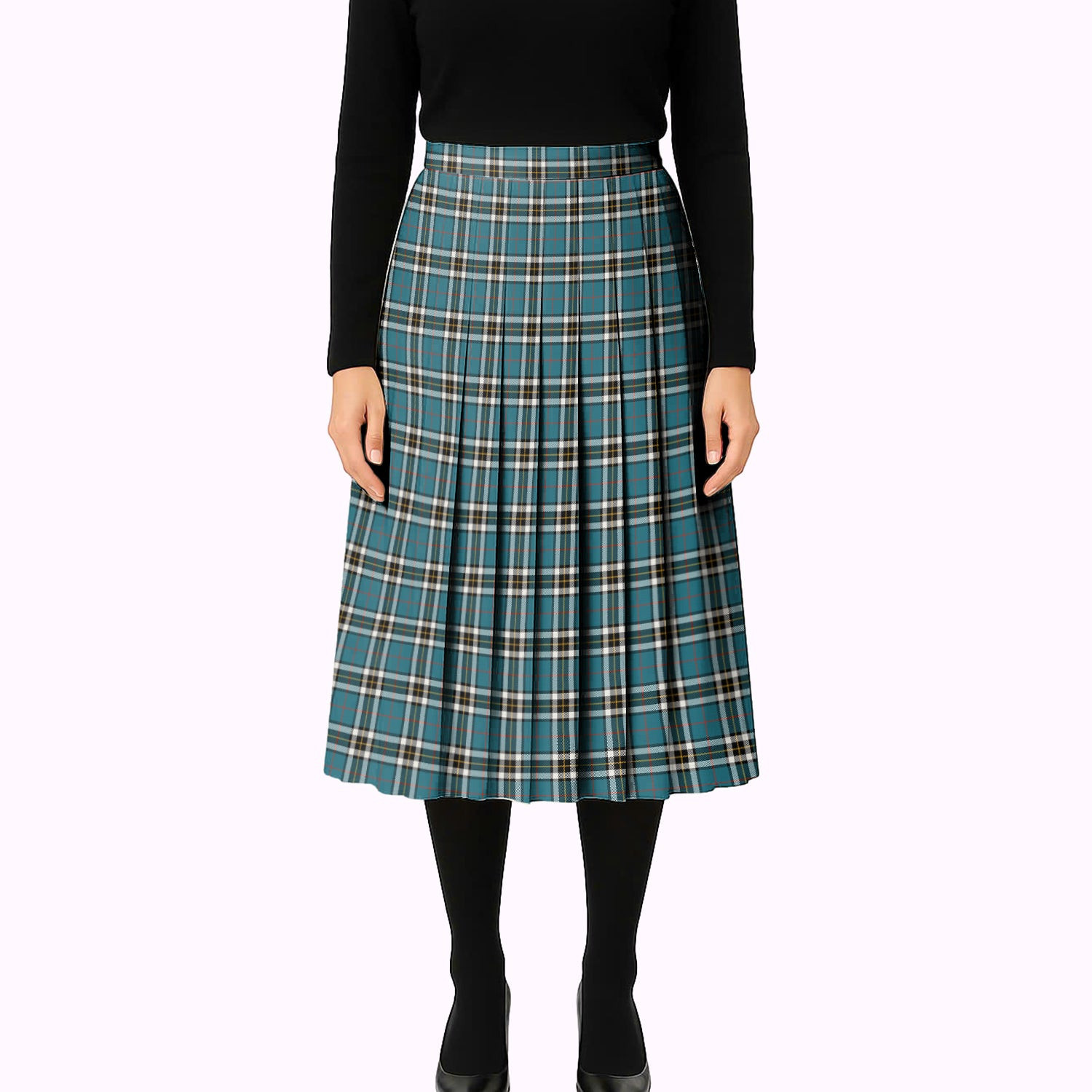 ScotsTee Shop Scottish Thomson Dress Blue Ancient Tartan Pleated Midi Skirt
