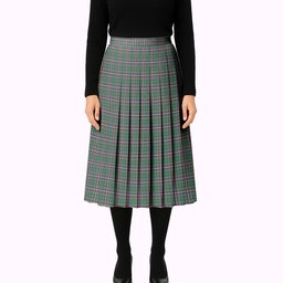 ScotsTee Shop Scottish McFarland Hunting Ancient Tartan Pleated Midi Skirt