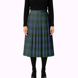 ScotsTee Shop Scottish Wishart Hunting Tartan Pleated Midi Skirt