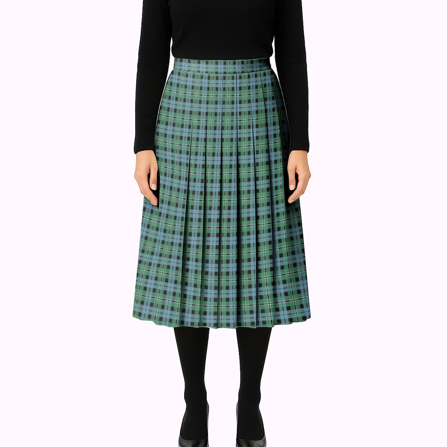 ScotsTee Shop Scottish Melville Modern Tartan Pleated Midi Skirt