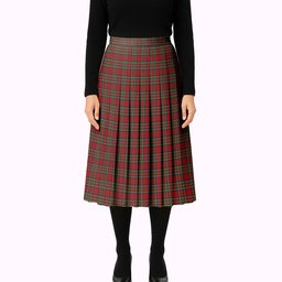 ScotsTee Shop Scottish Stewart Royal Tartan Pleated Midi Skirt