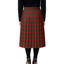 ScotsTee Shop Scottish MacPherson of Cluny Tartan Pleated Midi Skirt