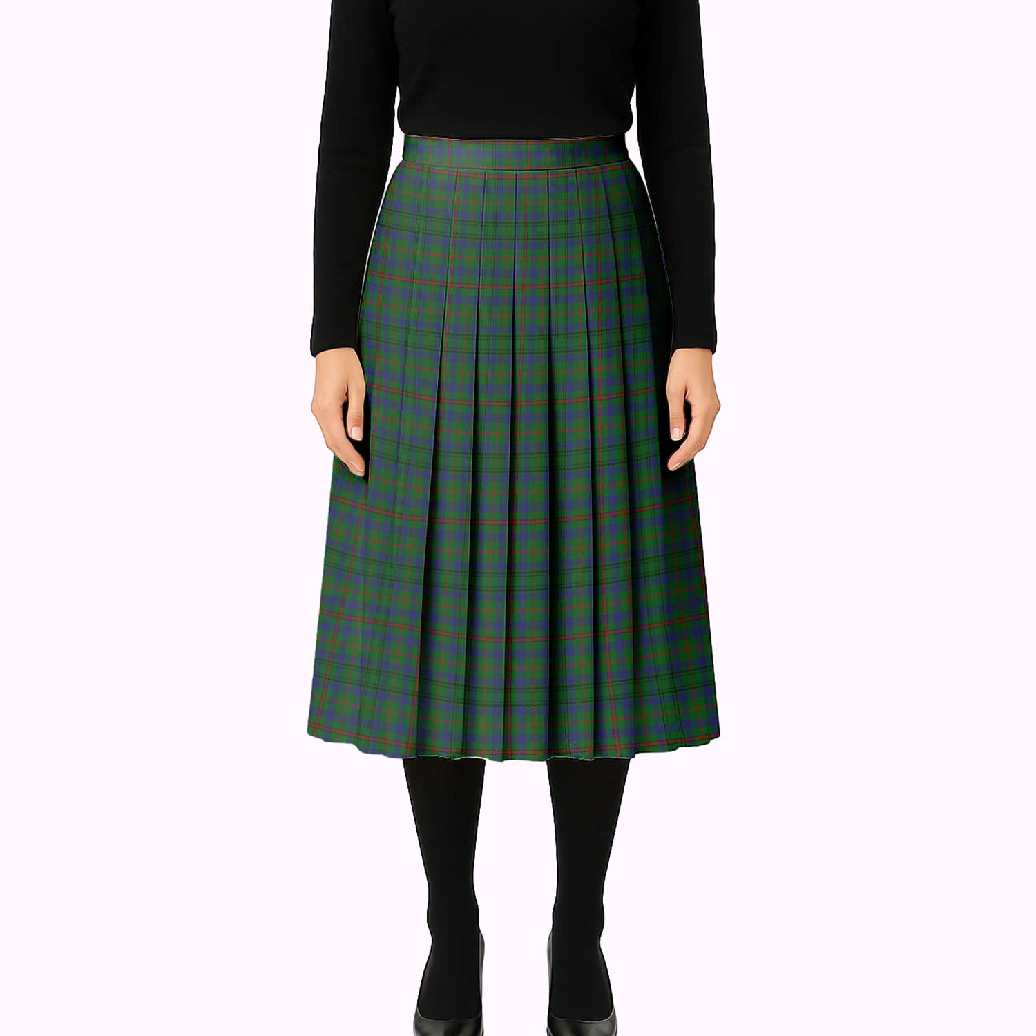 ScotsTee Shop Scottish Moncrieff of Atholl Tartan Pleated Midi Skirt